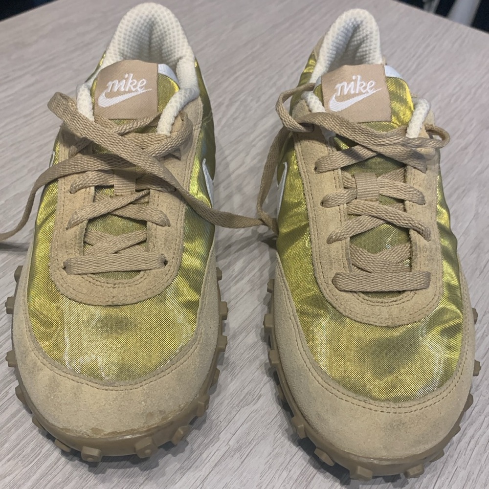Nike Vintage Waffle Racer.Collectors Item. Size 7.5. Metallic Gold with White.